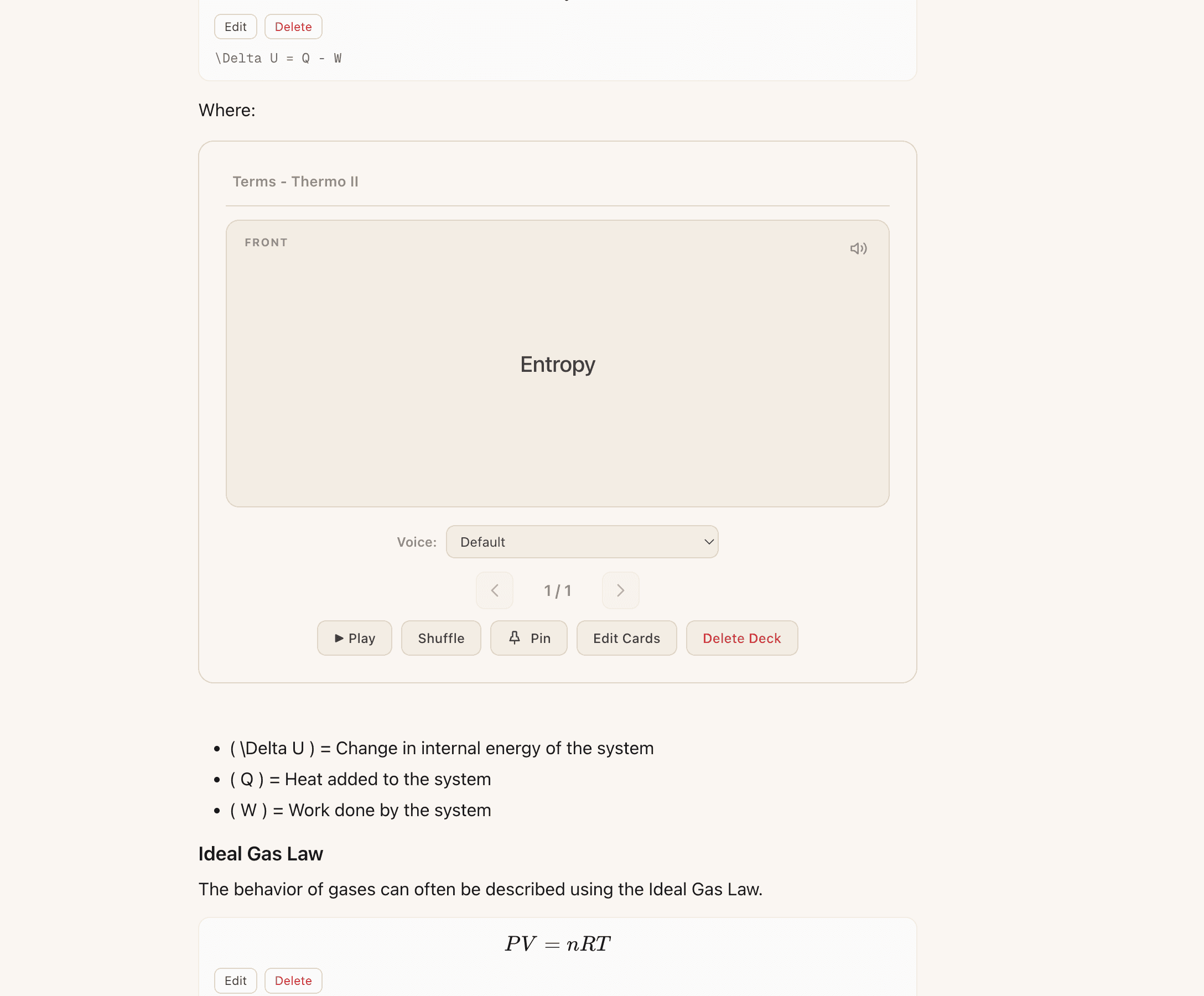 Flashcard decks in the editor